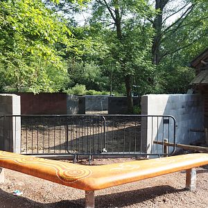 Construction for expansion of Tasmanian devil exhibit towards/with former wombat - echidna space, 2024-05-10