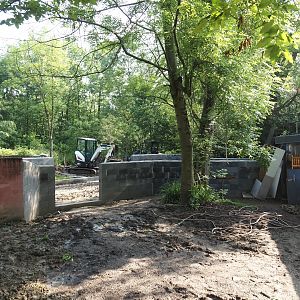 Construction for expansion of Tasmanian devil exhibit towards/with former wombat - echidna space, 2024-05-10