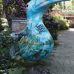 Toucan statue painted with images of native wildlife, 2024-05-23