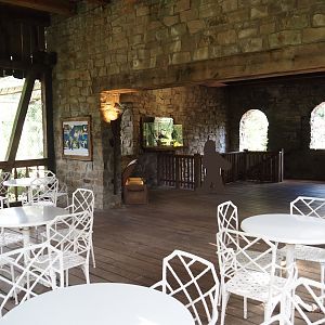 Uhu-Burg - Upper level with aviary viewing areas and sitting area, 2024-05-23