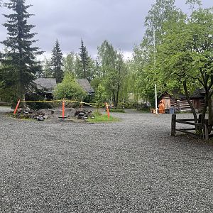 Old entrance plaza with entrance exhibit being torn down