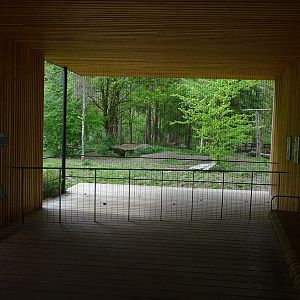 Wolf enclosure and observation hut