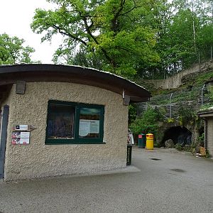 Steppe lemming enclosure with ibex enclosure in the back