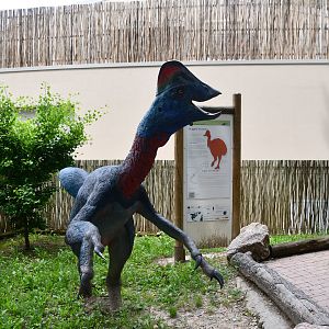 Extinct animal statues in front of the House of Giants