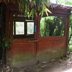 entrance to one of the walk-through aviaries along the European trail