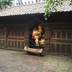 Hut with wood carvings and photo-op area,  2024-05-22