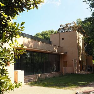 Hippo house and Hippo house aviary upper viewing area renovations - Renovated facades and railing for new viewing area on roof, 2024-07-28