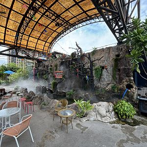 Courtyard + Macaw Statues