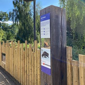 Updated wolverine enclosure fencing and signage, ZSL Whipsnade, UK