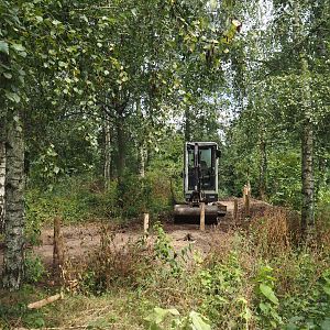 Construction on outcropping next to the reindeer paddock, 2024-08-21