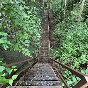 Closed trail next to massive closed aviary