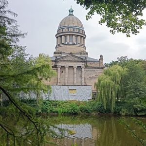 Mausoleum overlooking lake