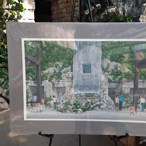 The RainForest Concept Art (1991) - Atrium Waterfall