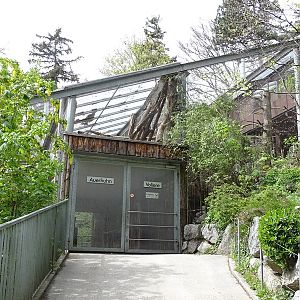 Entrance to woodland aviary and capercaillie aviary observation hut