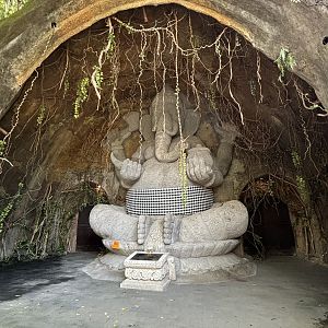 Lord Ganesha Statue - inside a fake tree trunk