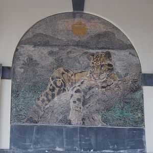Golden Clock Square entrance area - Clouded leopard mosaic, 2024-09-17
