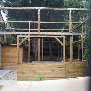 New aviary under construction near the entrance of the Oasis greenhouse, 2024-09-17