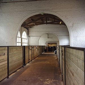 Farm animal stables in former gift shop building, 2024-09-17