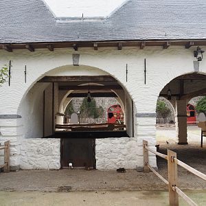 Guinea pig covered and designated area, with access to part of large farm exhibit, 2024-09-17