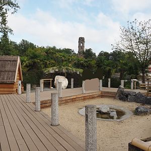 Islands of the Rising Sun - Kyushu - Walk-through exhibit with Onagadori chickens and African spurred tortoises, 2024-09-17