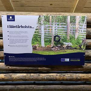 New info sign about forest reindeer reintroduction program