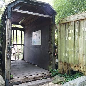 Old African elephant crate with educational signage, 2024-06-08