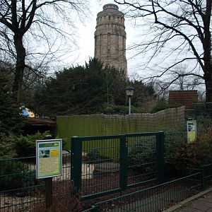 The famous Bismarck tower and the nclosure for birds of prey