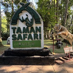 Entrance Sign + Tiger Statue