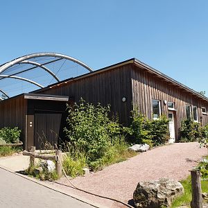 Outback aviary - Bird house and entrance to interior viewing area, 2024-06-08