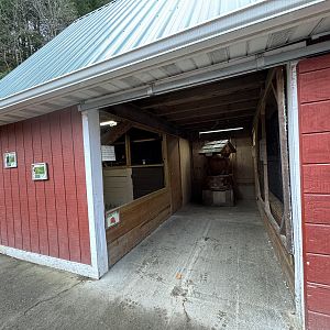 Farm area - Barn (Left: Bantam chickens, right: Flemish rabbits)