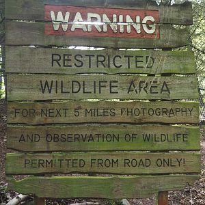 Alaska signage - Restricted wildlife area, 2024-08-05