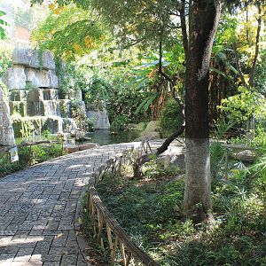 interior of walk-through aviary