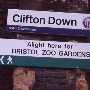 Signage at Clifton Downrailway station 2001