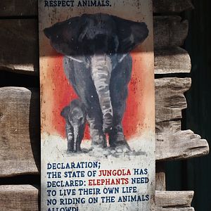 Jungola - Please respect elephants sign, 2024-06-23