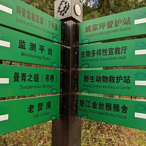 Directional signs at Yaojiaping Rescue Centre