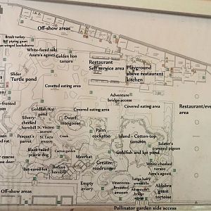 Fire escape map of the Oasis with updated locations of exhibits and areas written on it (State as of Fall 2024)