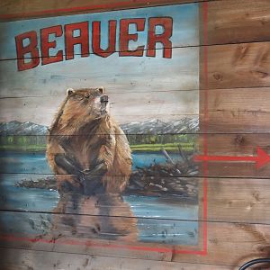 Nortica - Mural pointing towards beaver exhibit, 2024-06-23