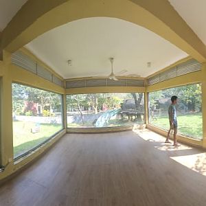 Pinnawala Zoo - Panorama of the central Sri Lankan Sloth Bear viewing area