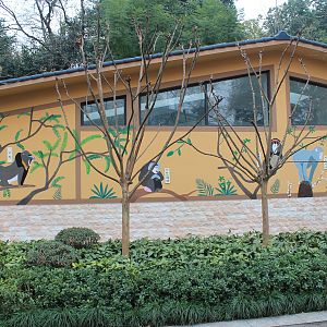 Toilet block opposite the monkey cages