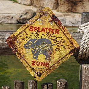 Serenga - Hippopotamus splatter zone sign, 2024-06-23