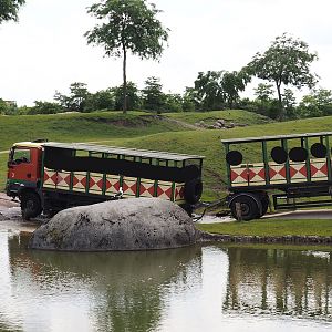 Serenga - Safari truck driving through savanna exhibit, 2024-06-23