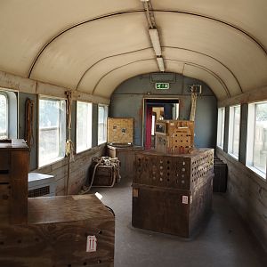 Serenga - View inside derailed train viewing area with poachers' hide-out theming, 2024-06-23