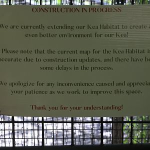 Signage for future changes to Kea walk-in aviary