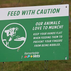 Signage to visitors, petting zoo at Remarkable Vets Arrowtown