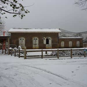 Giraffe enclosure, as seen from outside the zoo.