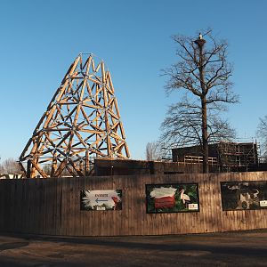 New entrance construction site with bamboo tower under construction, 2025-02-02