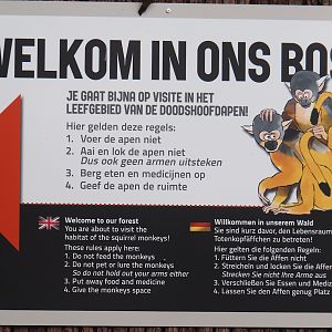 Rules in the squirrel monkey forest signage, 2024-08-18