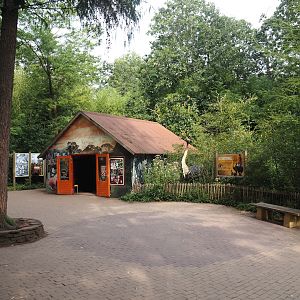 Madagascar lemur walk-through area - Education building and Aepyornis model, 2024-08-18