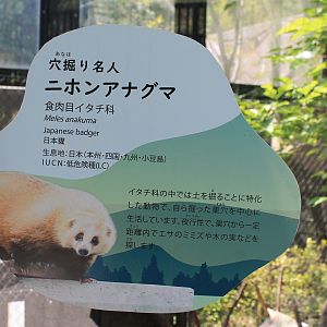 Okinawa Zoo - Japanese Badger signage