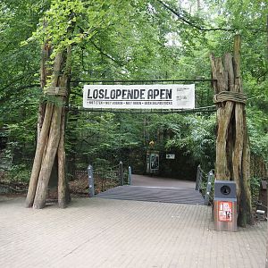 Entrance to the South American monkey walk-through area with the monkey tree-top path, 2024-08-18